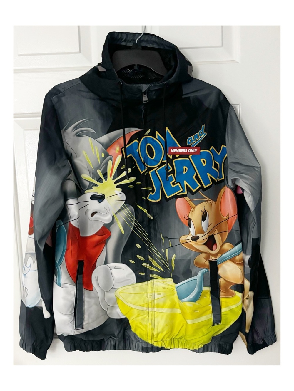 Tom and Jerry Members Only Windbreaker Jacket, Hooded, Size Small